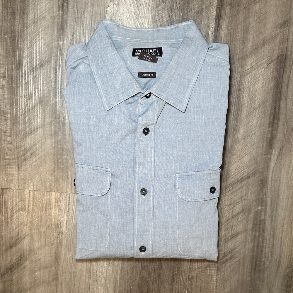 Michael Michael Kors Tailored Fit Double Pocket Long Sleeve Button Down - XL